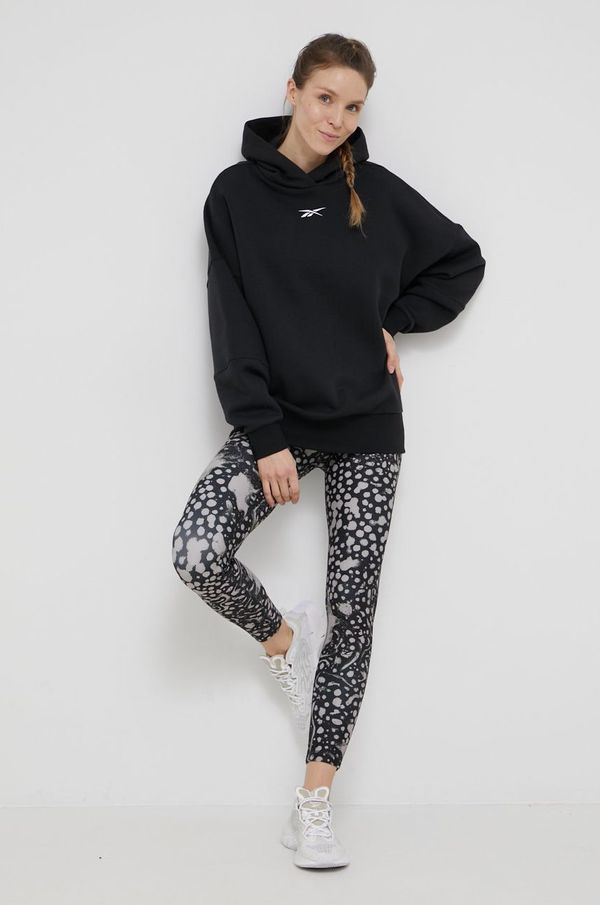 Reebok Dukserica Reebok Studio Recycled za žene, boja: crna, s kapuljačom, glatka