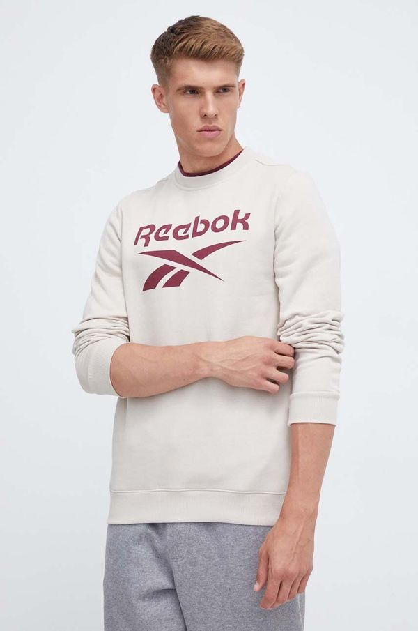 Reebok Dukserica Reebok za muškarce, boja: bež, s tiskom