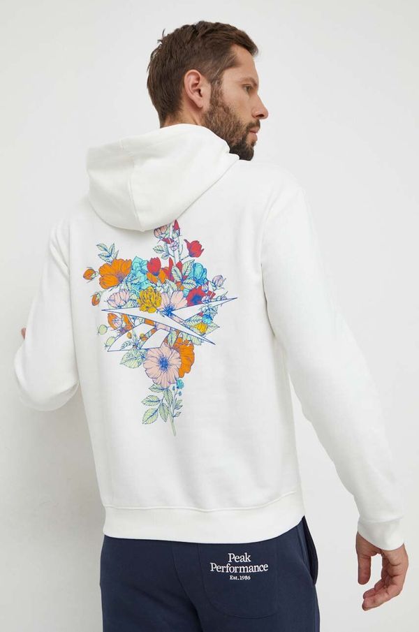 Reebok Dukserica Reebok za muškarce, boja: bijela, s kapuljačom, s tiskom