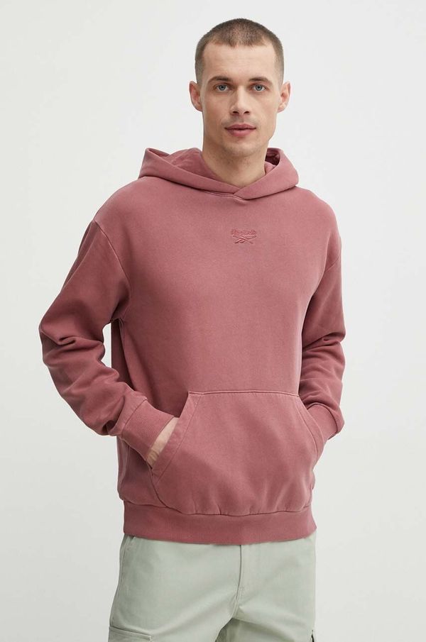 Reebok Dukserica Reebok za muškarce, boja: bordo, s kapuljačom, bez uzorka, 100076362