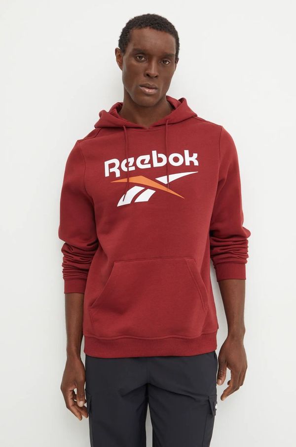 Reebok Dukserica Reebok za muškarce, boja: bordo, s kapuljačom, s tiskom, 100205966