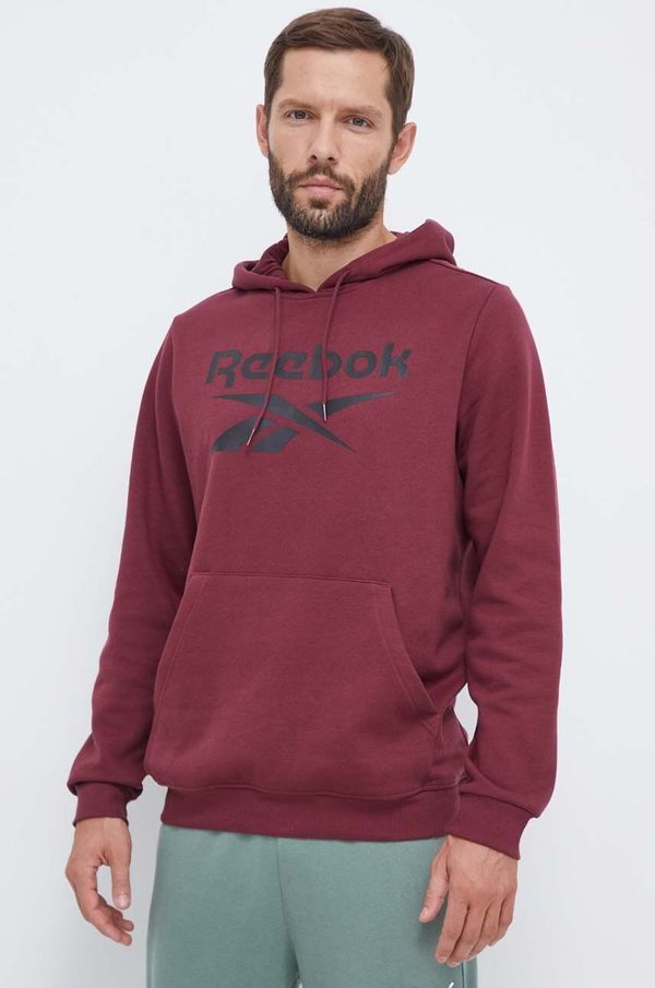 Reebok Dukserica Reebok za muškarce, boja: bordo, s kapuljačom, s tiskom