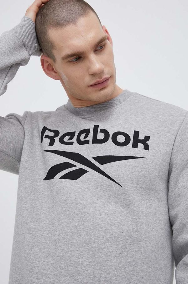 Reebok Dukserica Reebok za muškarce, boja: siva, s tiskom