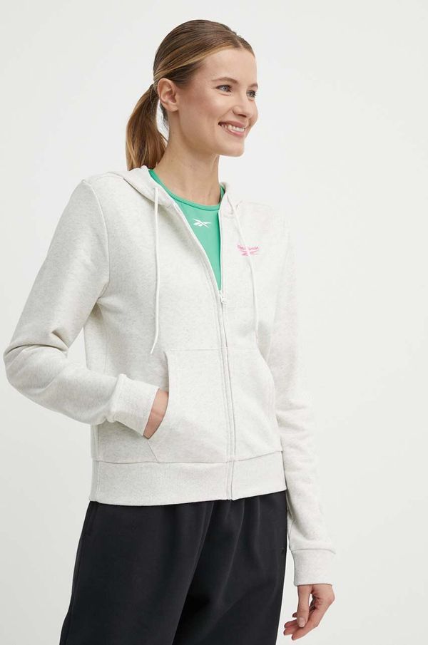 Reebok Dukserica Reebok za žene, boja: bež, s kapuljačom, melanž, 100075636