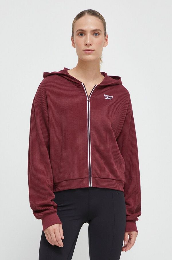 Reebok Dukserica Reebok za žene, boja: bordo, s kapuljačom, bez uzorka