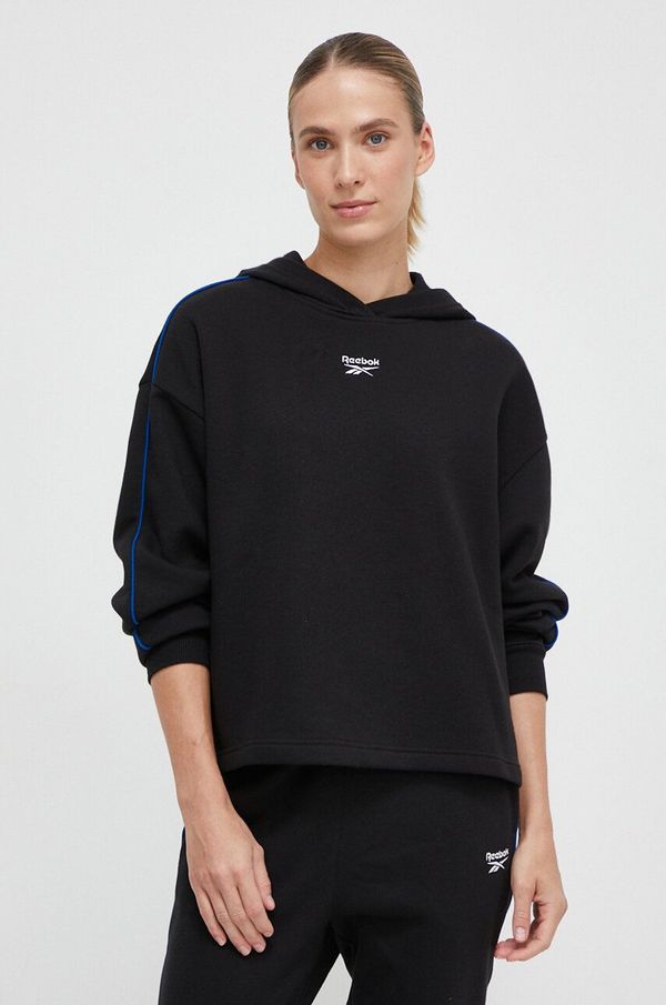 Reebok Dukserica Reebok za žene, boja: crna, s kapuljačom, bez uzorka