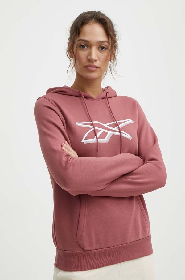 Reebok Dukserica Reebok za žene, boja: ružičasta, s kapuljačom, s tiskom, 100202148