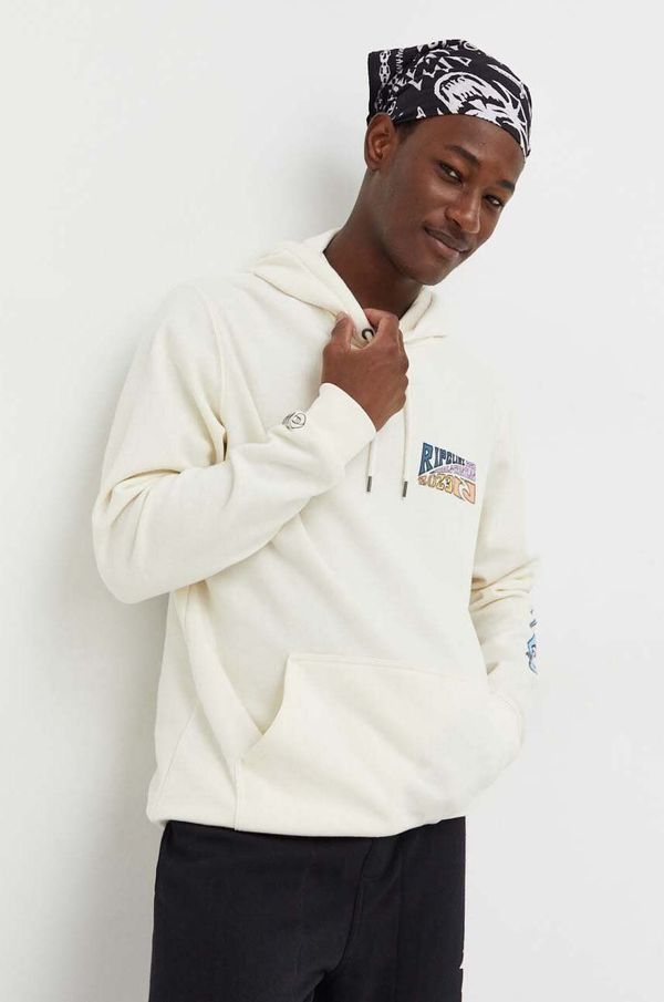 Rip Curl Dukserica Rip Curl za muškarce, boja: bež, s kapuljačom, s tiskom