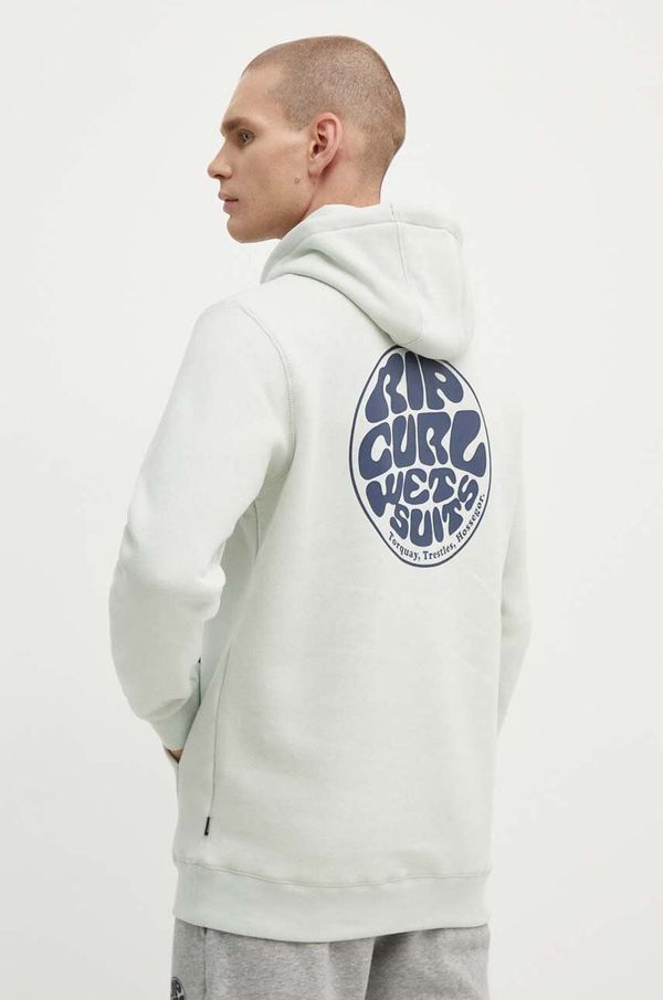 Rip Curl Dukserica Rip Curl za muškarce, boja: siva, s kapuljačom, s tiskom