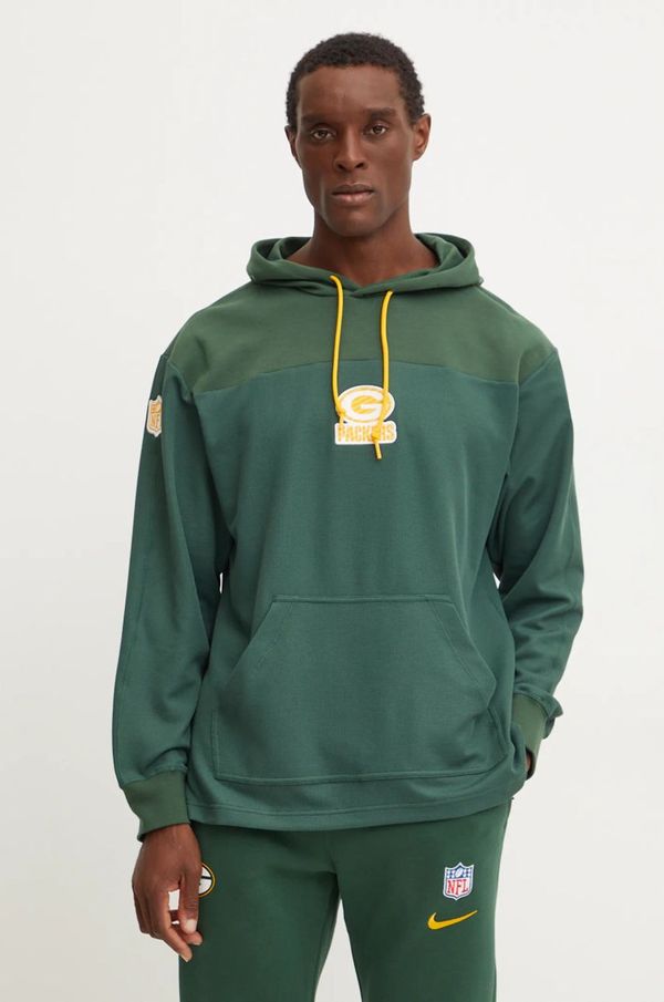 Nike Dukserica s dodatkom vune Nike Green Bay Packers boja: zelena, s kapuljačom, s aplikacijom, 02FI-3EE-7T-L98