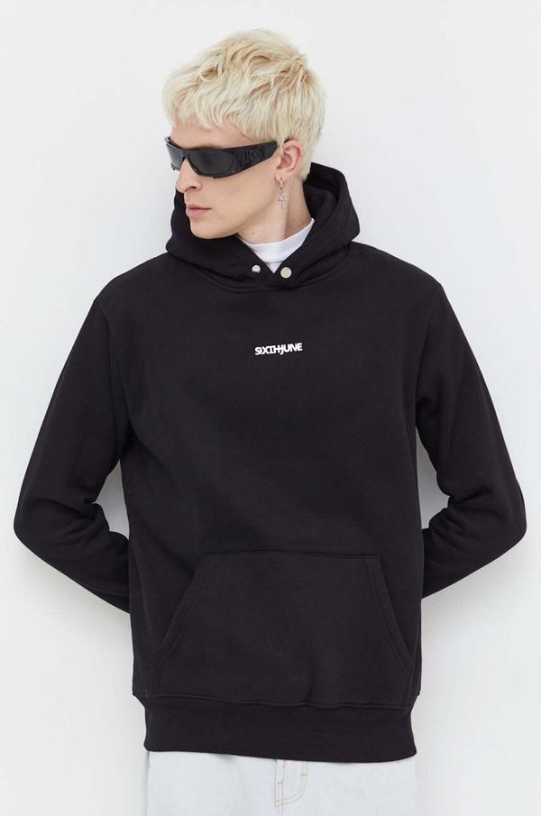 Sixth June Dukserica Sixth June za muškarce, boja: crna, s kapuljačom, s aplikacijom