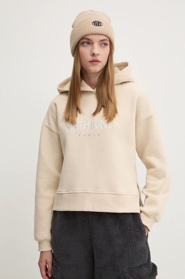 Sixth June Dukserica Sixth June za žene, boja: bež, s kapuljačom, s aplikacijom, 34074