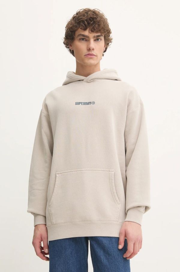Superdry Dukserica Superdry za muškarce, boja: bež, s kapuljačom, s aplikacijom, M2013727A-7MO