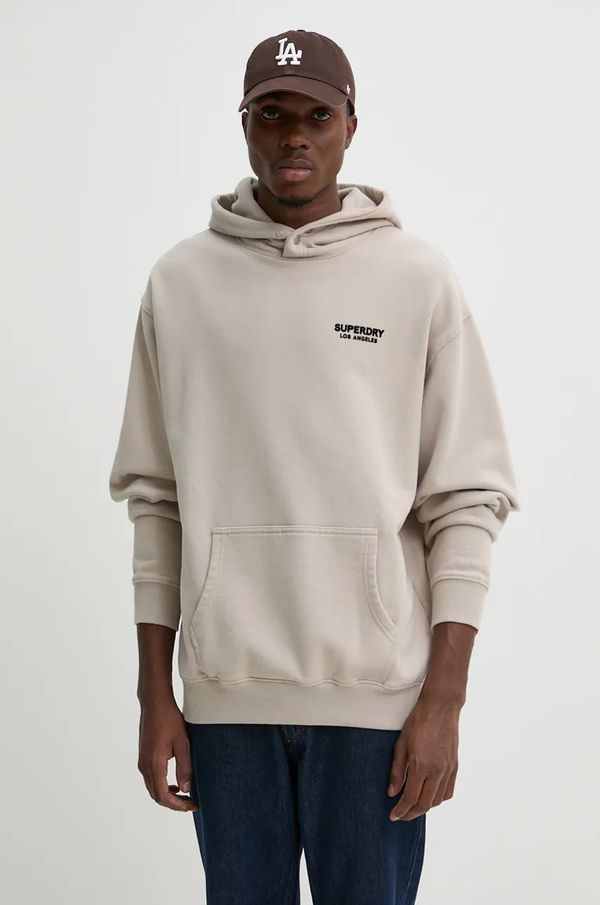 Superdry Dukserica Superdry za muškarce, boja: bež, s kapuljačom, s tiskom, M2013726A-7MO