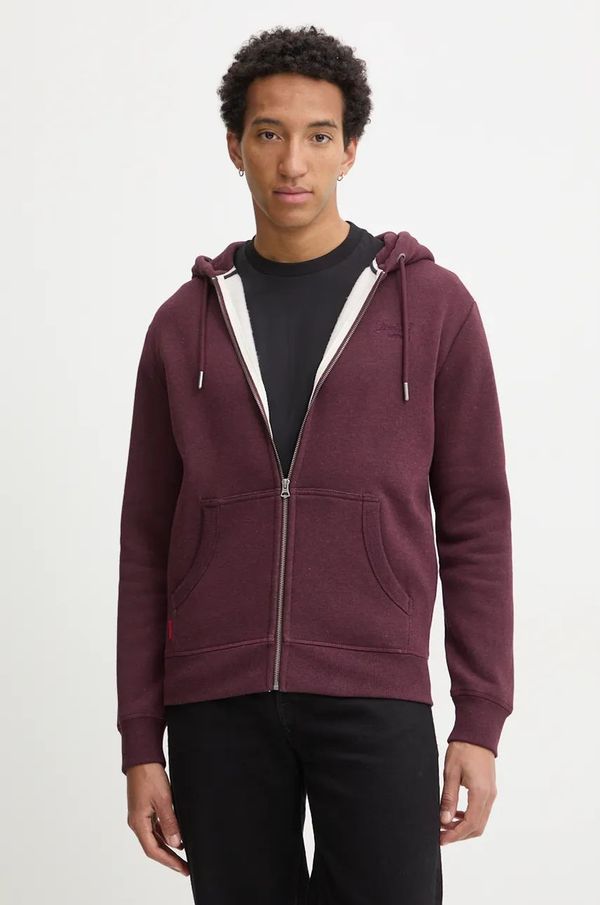 Superdry Dukserica Superdry za muškarce, boja: bordo, s kapuljačom, bez uzorka, M2013116A-C4U