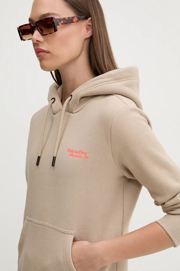 Superdry Dukserica Superdry za žene, boja: bež, s kapuljačom, s aplikacijom, W2012180A-2WE