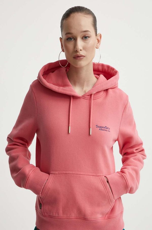 Superdry Dukserica Superdry za žene, boja: ružičasta, s kapuljačom, bez uzorka