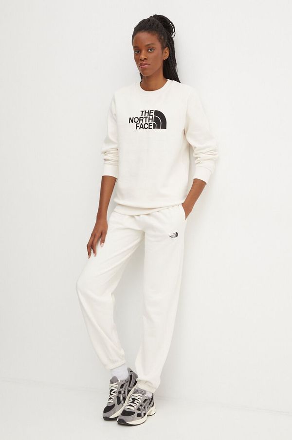 The North Face Dukserica The North Face Drew Peak Crew za žene, boja: bež, s aplikacijom, NF0A89EFQLI1