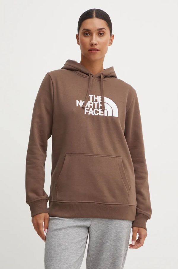 The North Face Dukserica The North Face Drew Peak Pullover Hoodie za žene, boja: smeđa, s kapuljačom, s tiskom, NF0A89EH1OI1