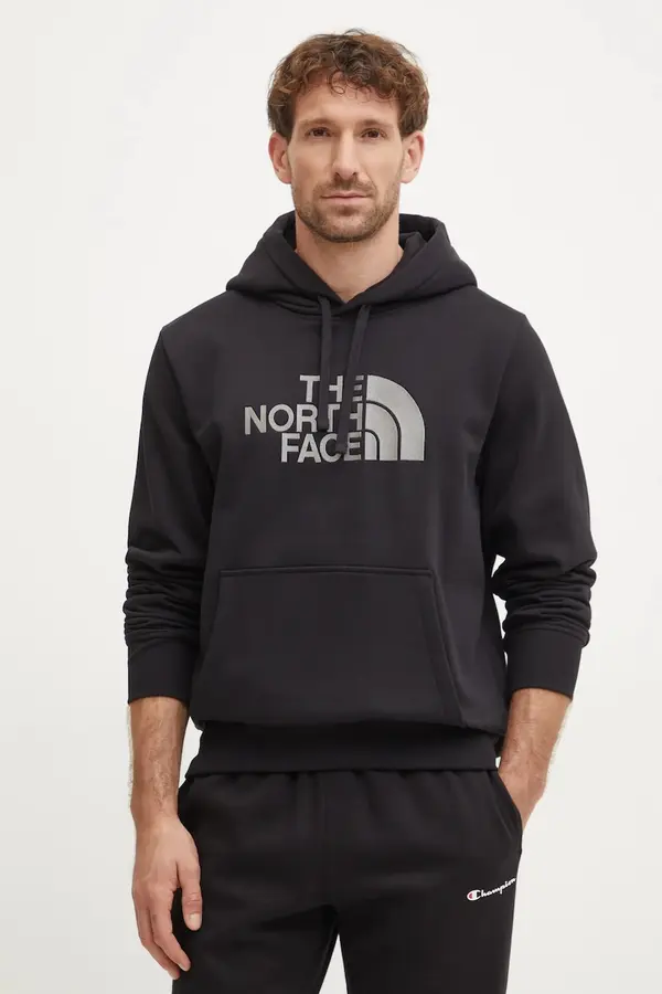 The North Face Dukserica The North Face Drew Peak za muškarce, boja: crna, s kapuljačom, s tiskom, NF0A89EMJK31