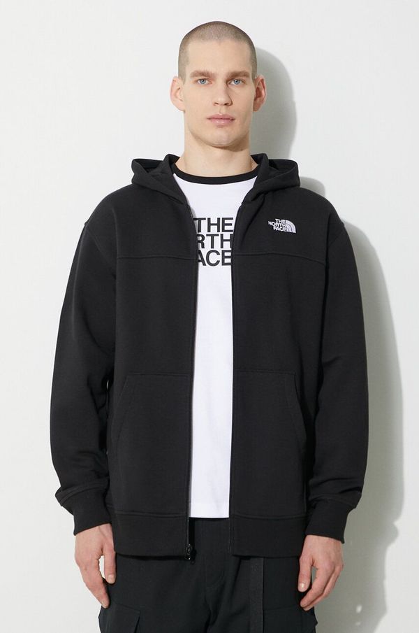 The North Face Dukserica The North Face M Essential Fz Hoodie za muškarce, boja: crna, s kapuljačom, s aplikacijom, NF0A87FBJK31