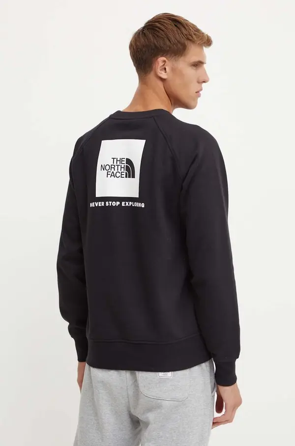 The North Face Dukserica The North Face Raglan Redbox Crew za muškarce, boja: crna, s tiskom, NF0A89FAJK31