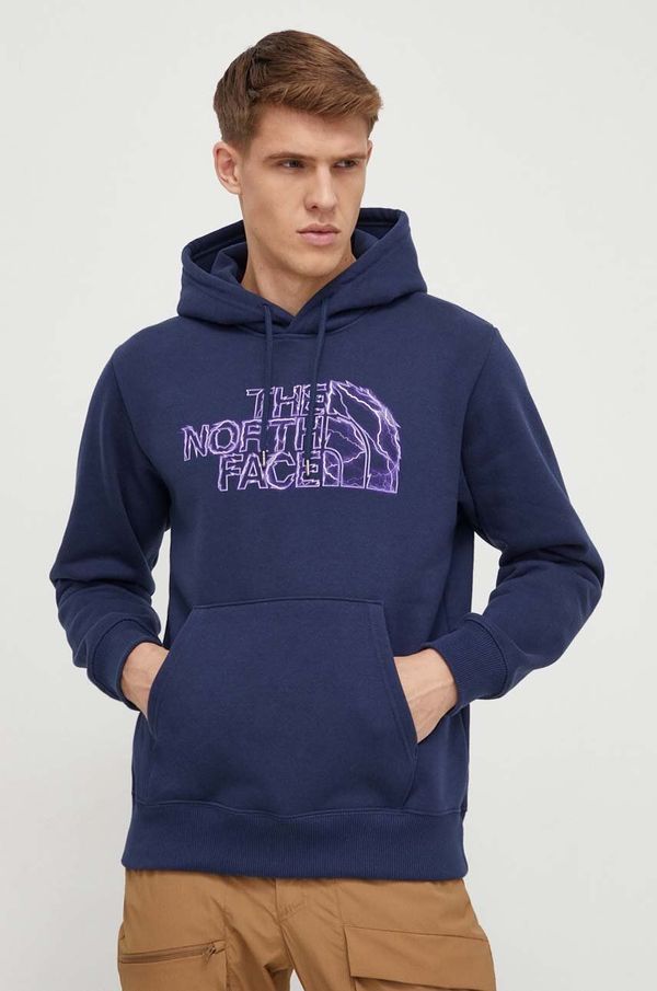 The North Face Dukserica The North Face za muškarce, boja: tamno plava, s kapuljačom, s tiskom