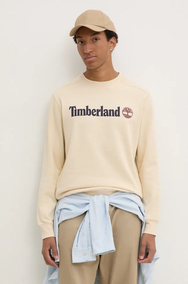 Timberland Dukserica Timberland za muškarce, boja: bež, s tiskom, TB0A5UJYEFL1
