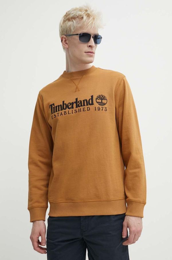 Timberland Dukserica Timberland za muškarce, boja: smeđa, s aplikacijom, TB0A2FEQP471