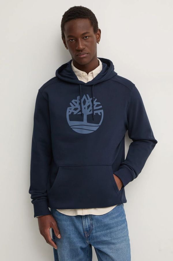 Timberland Dukserica Timberland za muškarce, boja: tamno plava, s kapuljačom, s tiskom, TB0A2BJH4331