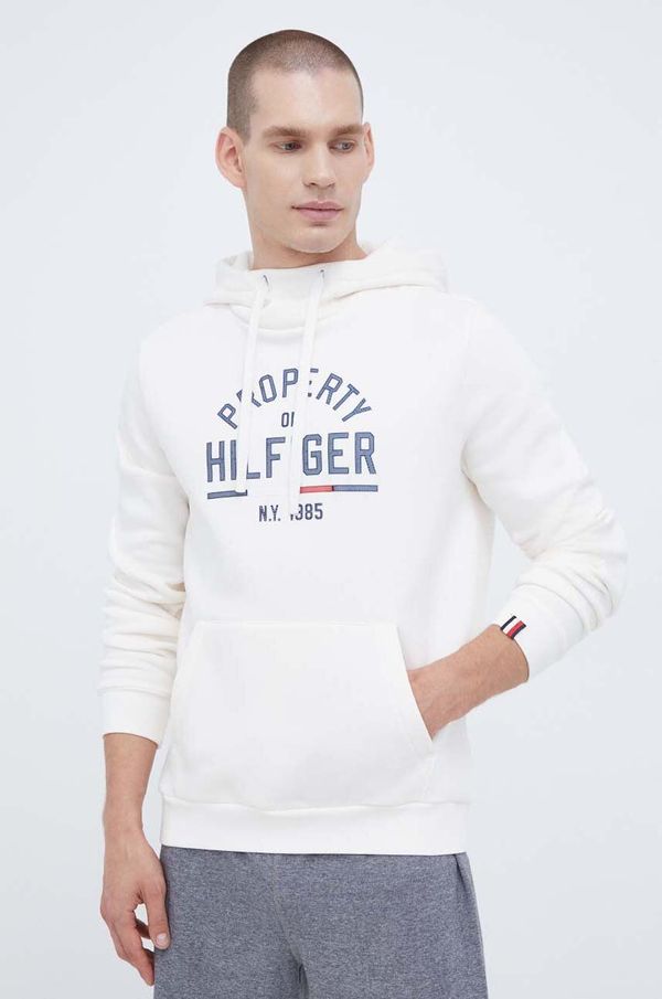 Tommy Hilfiger Dukserica Tommy Hilfiger za muškarce, boja: bež, s kapuljačom, s tiskom