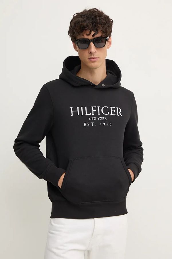 Tommy Hilfiger Dukserica Tommy Hilfiger za muškarce, boja: crna, s kapuljačom, s tiskom, MW0MW35523
