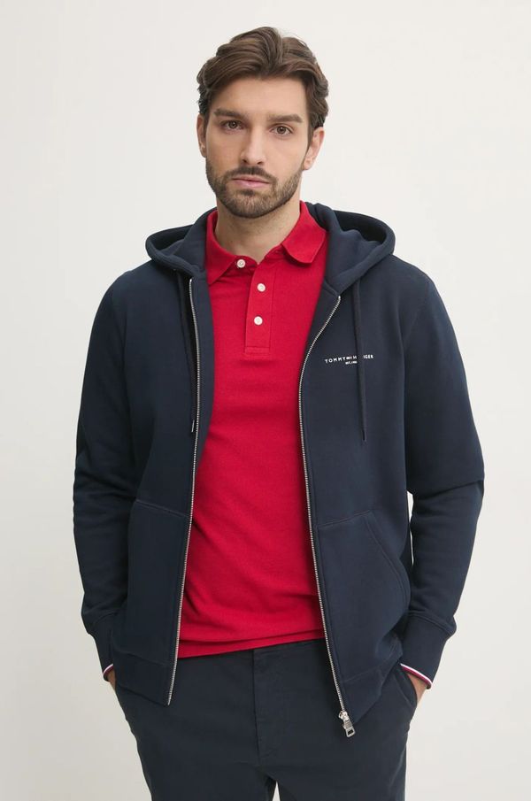 Tommy Hilfiger Dukserica Tommy Hilfiger za muškarce, boja: tamno plava, s kapuljačom, melanž, MW0MW37687