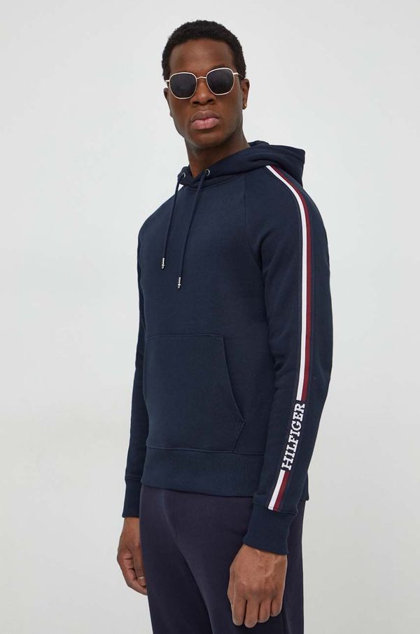 Tommy Hilfiger Dukserica Tommy Hilfiger za muškarce, boja: tamno plava, s kapuljačom, s aplikacijom