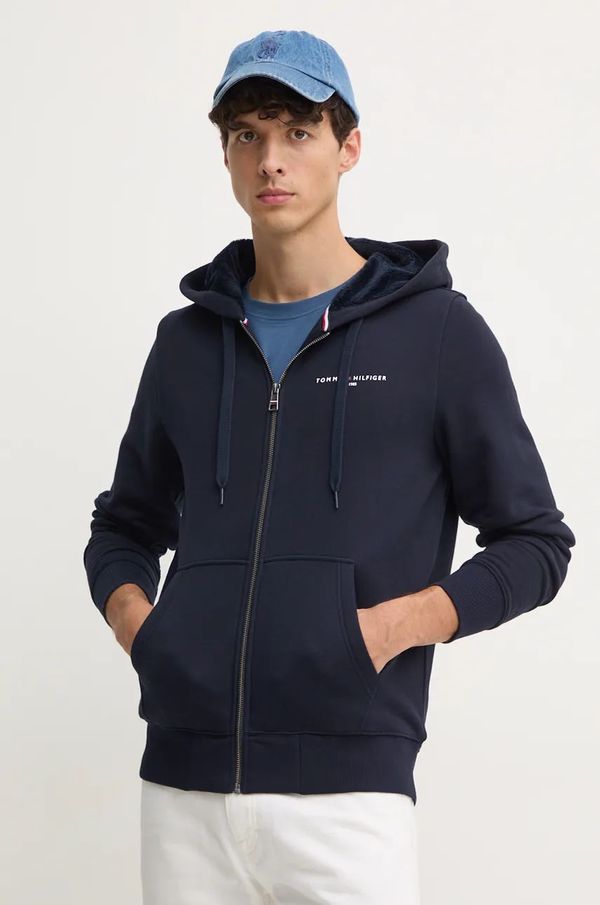 Tommy Hilfiger Dukserica Tommy Hilfiger za muškarce, boja: tamno plava, s kapuljačom, s tiskom, MW0MW37245