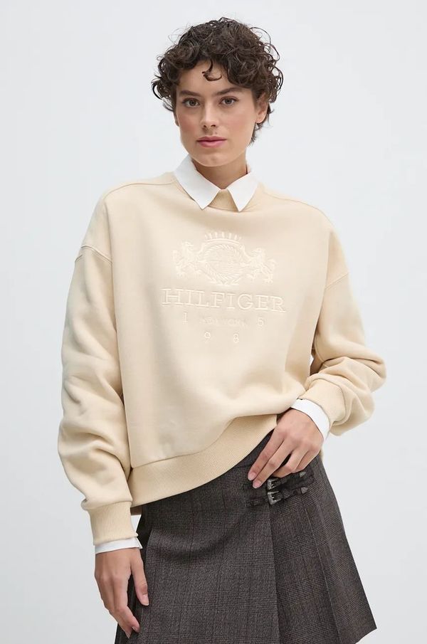 Tommy Hilfiger Dukserica Tommy Hilfiger za žene, boja: bež, s aplikacijom, WW0WW43495