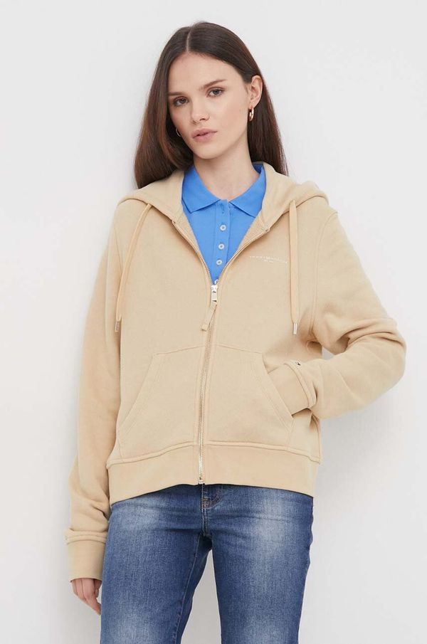 Tommy Hilfiger Dukserica Tommy Hilfiger za žene, boja: bež, s kapuljačom, bez uzorka