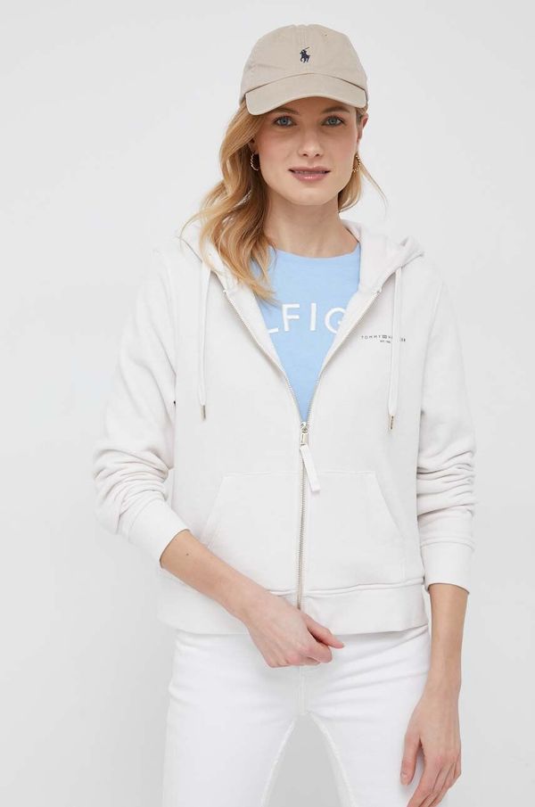 Tommy Hilfiger Dukserica Tommy Hilfiger za žene, boja: bež, s kapuljačom, glatka, WW0WW39189