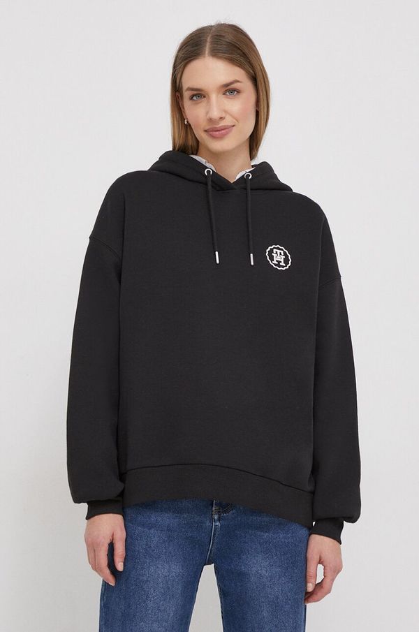 Tommy Hilfiger Dukserica Tommy Hilfiger za žene, boja: crna, s kapuljačom, bez uzorka