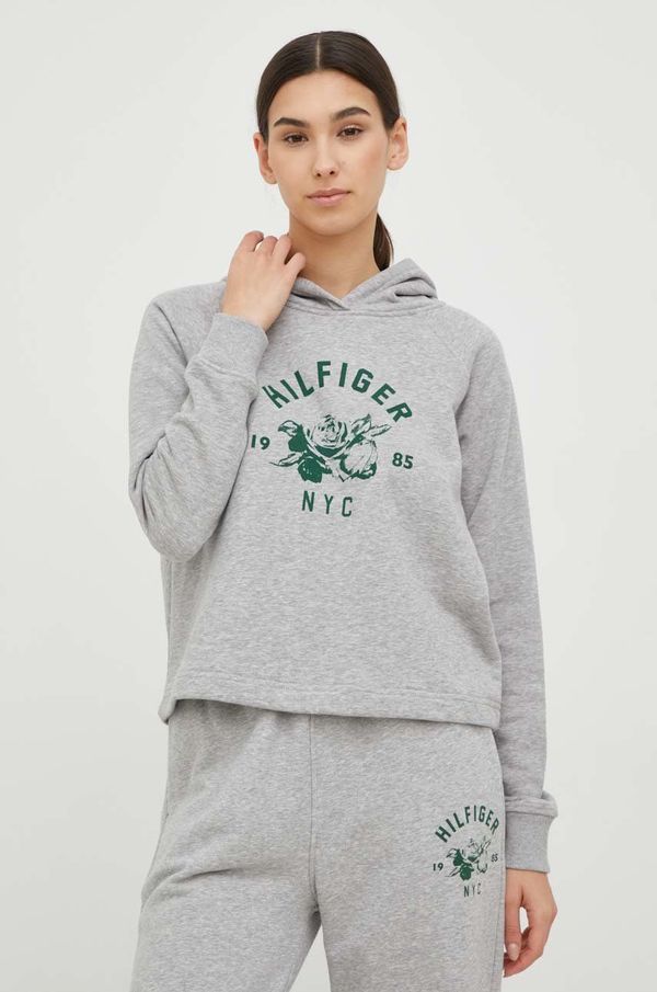 Tommy Hilfiger Dukserica Tommy Hilfiger za žene, boja: siva, s kapuljačom, s tiskom