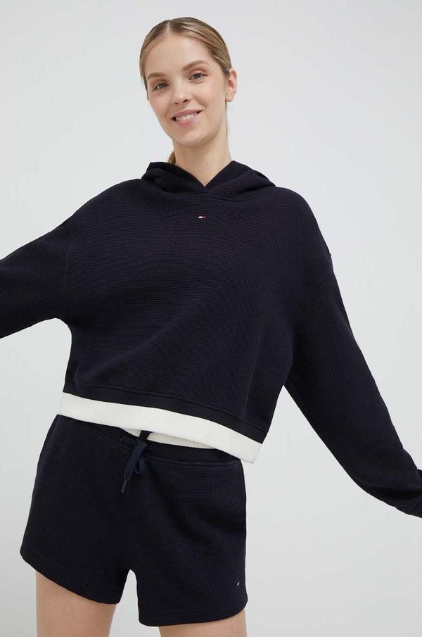 Tommy Hilfiger Dukserica Tommy Hilfiger za žene, boja: tamno plava, s kapuljačom, s uzorkom