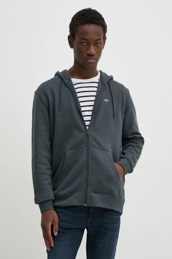 Tommy Jeans Dukserica Tommy Jeans za muškarce, boja: siva, s kapuljačom, bez uzorka, DM0DM20743