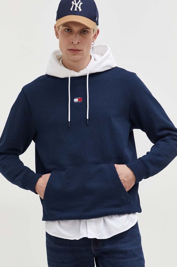 Tommy Jeans Dukserica Tommy Jeans za muškarce, boja: tamno plava, s kapuljačom, s aplikacijom