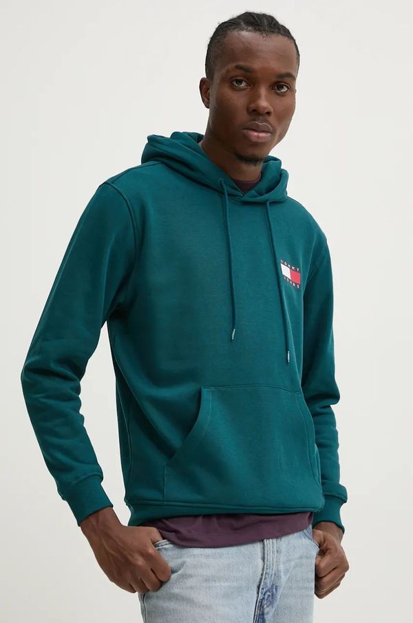 Tommy Jeans Dukserica Tommy Jeans za muškarce, boja: zelena, s kapuljačom, s tiskom, DM0DM20738