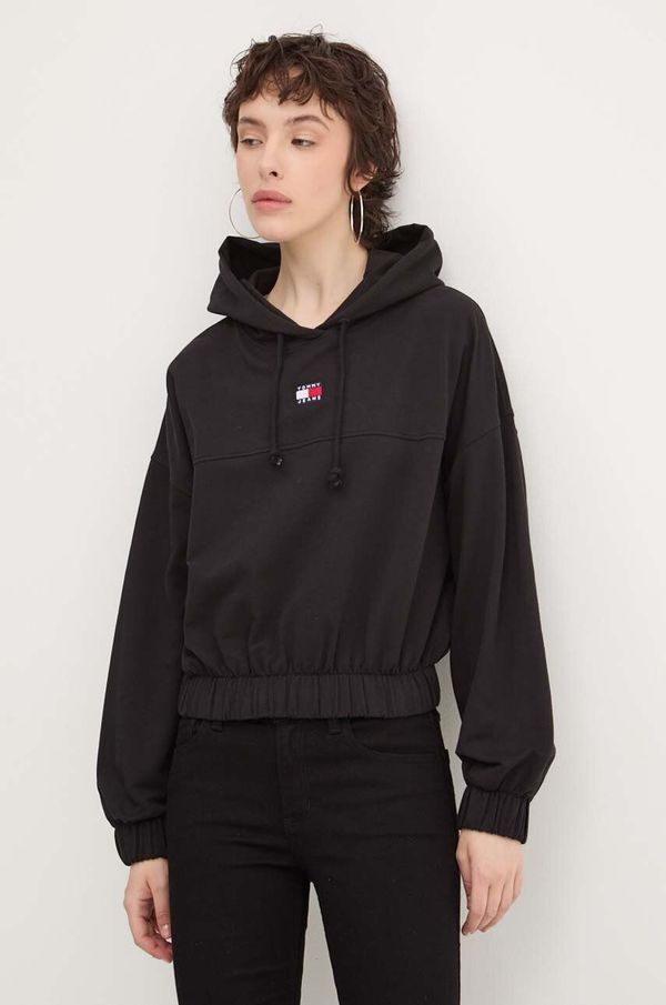 Tommy Jeans Dukserica Tommy Jeans za žene, boja: crna, s kapuljačom, bez uzorka, DW0DW18668