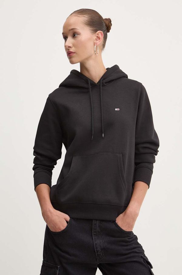 Tommy Jeans Dukserica Tommy Jeans za žene, boja: crna, s kapuljačom, bez uzorka, DW0DW19727