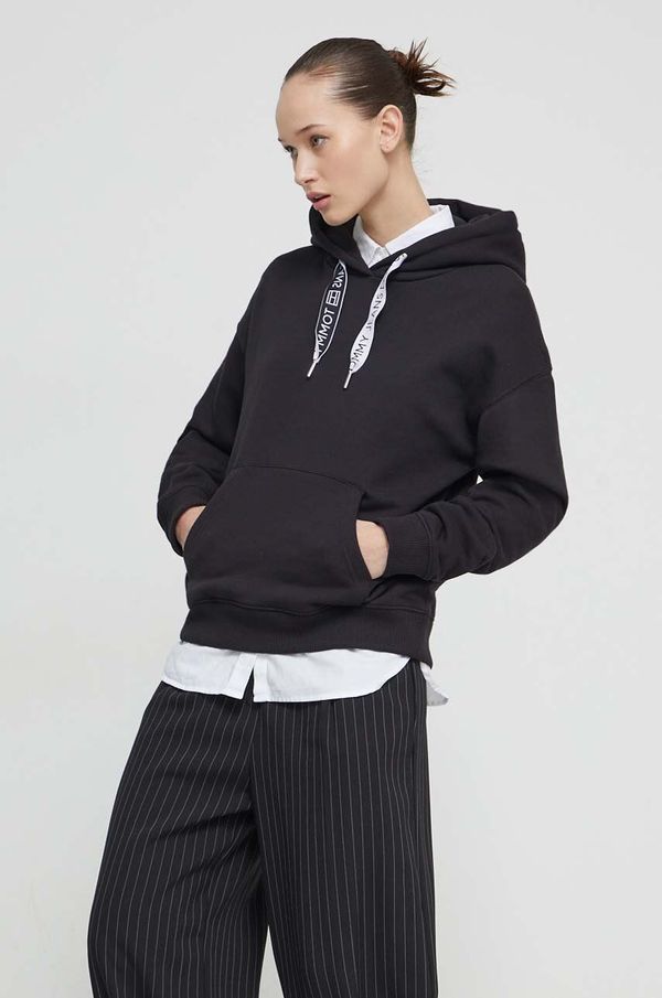 Tommy Jeans Dukserica Tommy Jeans za žene, boja: crna, s kapuljačom, bez uzorka