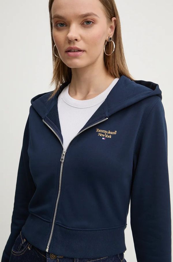 Tommy Jeans Dukserica Tommy Jeans za žene, boja: tamno plava, s kapuljačom, bez uzorka, DW0DW18769