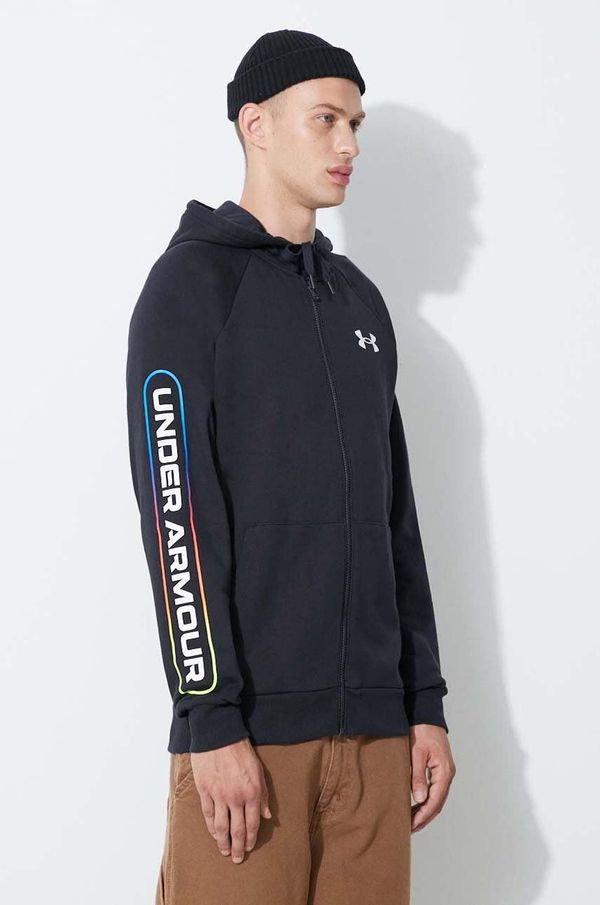 Under Armour Dukserica Under Armour za muškarce, boja: crna, s kapuljačom, glatka, 1361603-001