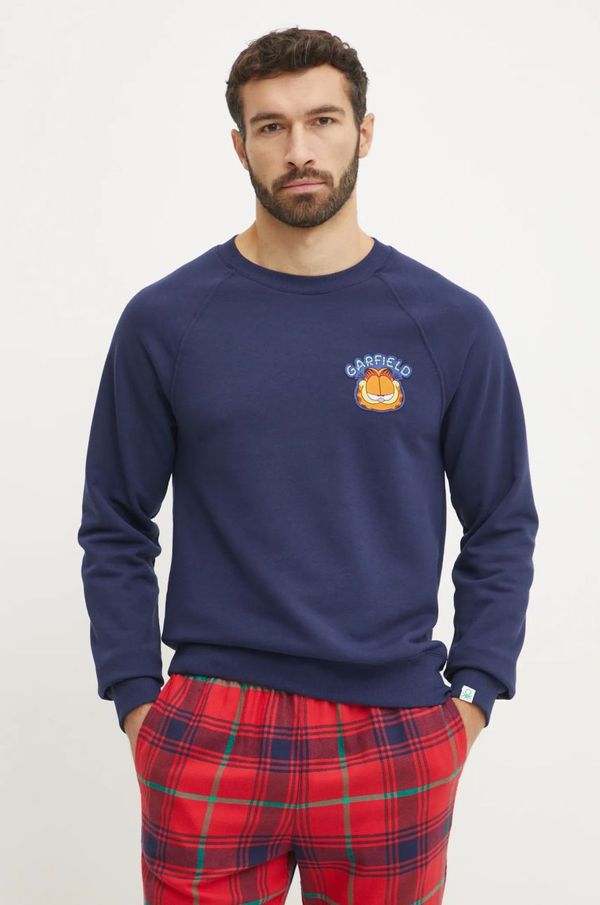 United Colors of Benetton Dukserica United Colors of Benetton x GARFIELD za muškarce, boja: tamno plava, s aplikacijom, 31NB4M01U